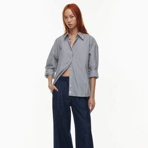 Aritzia Babaton Archive Poplin Shirt in in XS, Navy/White